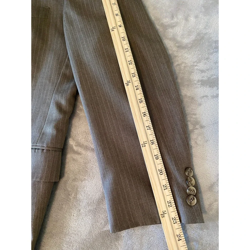 Hart Schaffner Marx Blazer Mens 40R Brown Gold Trumpeter Pinstripe Wool Jacket